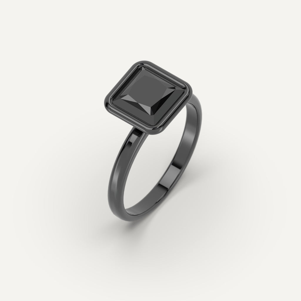 3D Printed 2 carat Princess Cut Engagement Ring in White Gold Model Sample