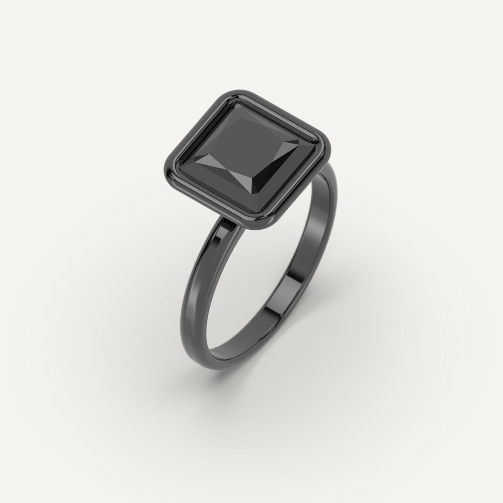 3D Printed 3 carat Princess Cut Engagement Ring in White Gold Model Sample