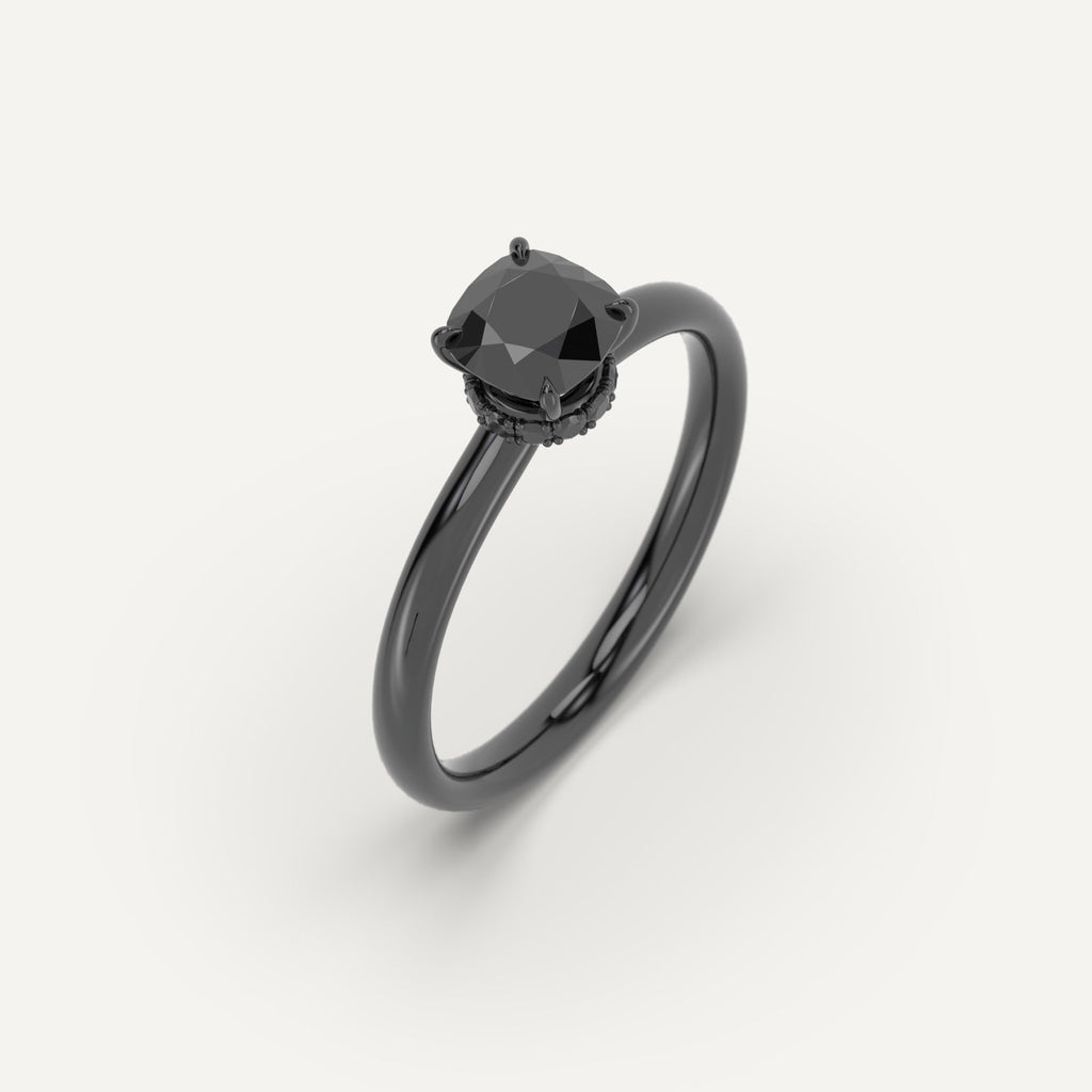 3D Printed 1 carat Cushion Cut Engagement Ring in Platinum Model Sample