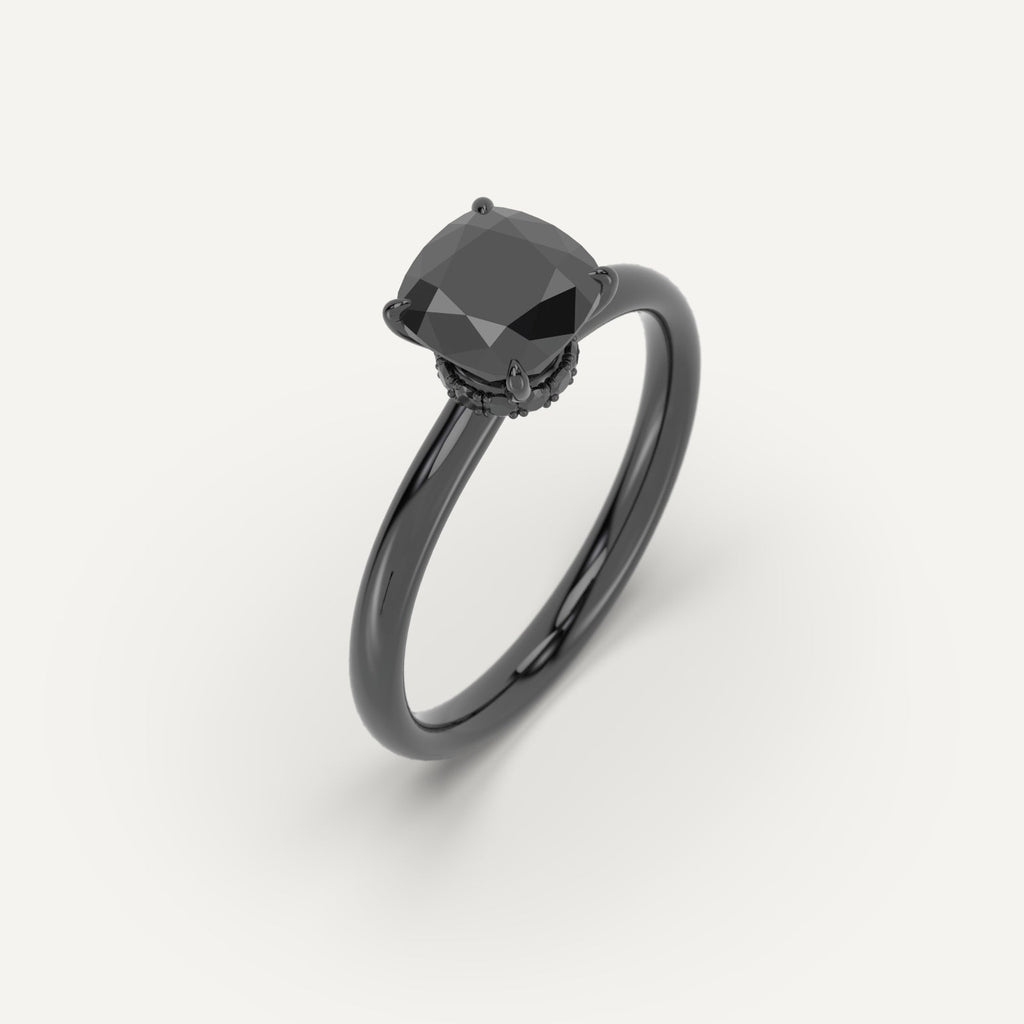 3D Printed 2 carat Cushion Cut Engagement Ring in White Gold Model Sample