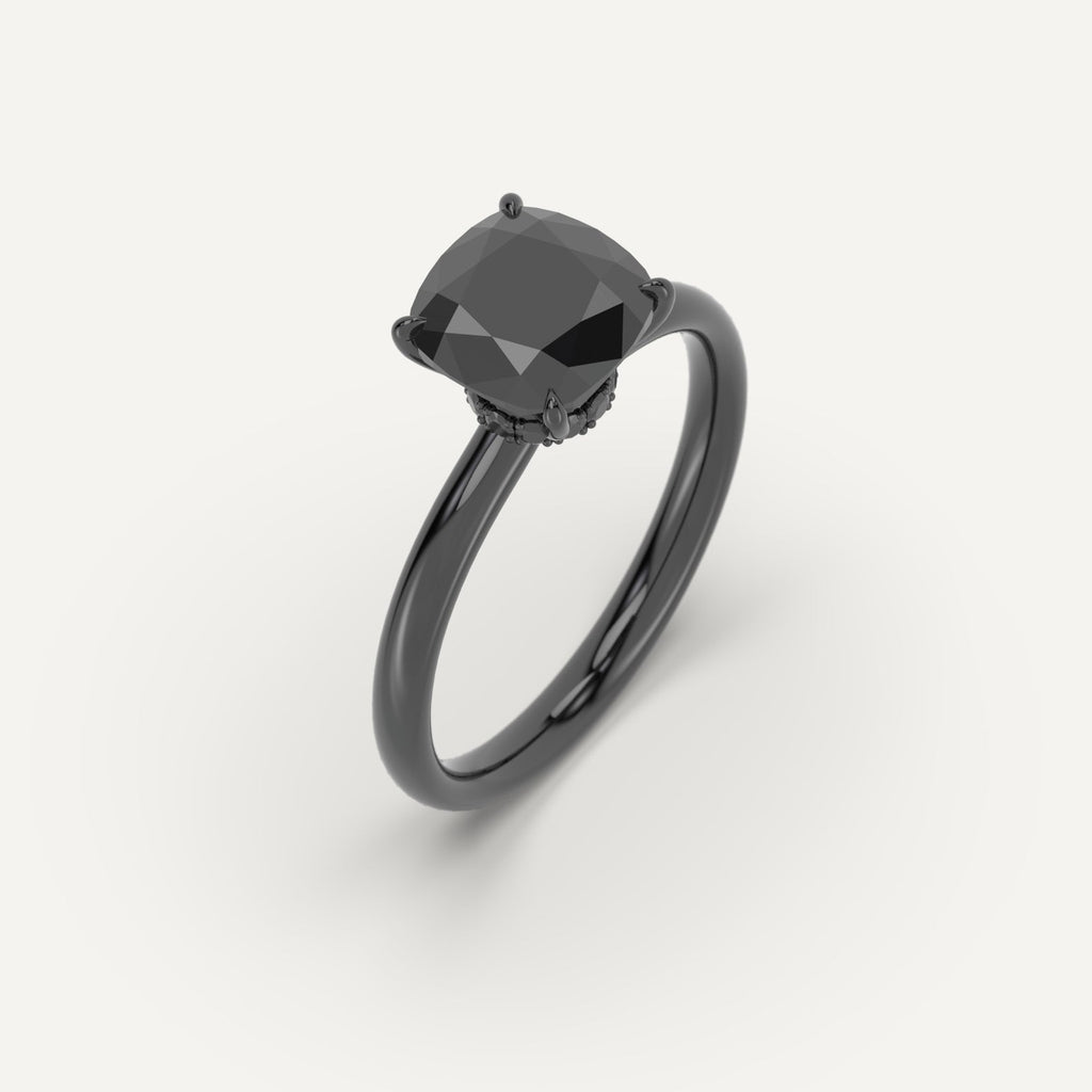 3D Printed 3 carat Cushion Cut Engagement Ring in White Gold Model Sample