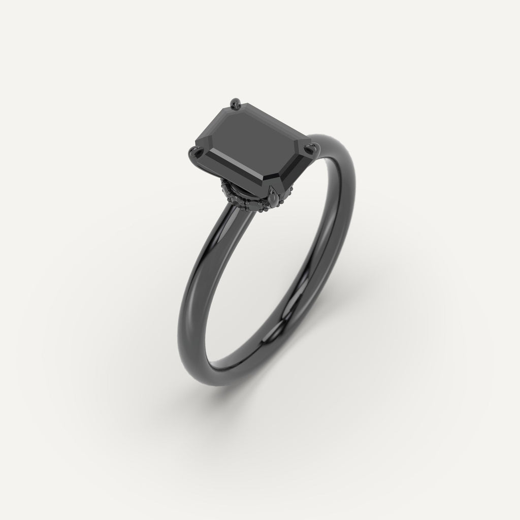 3D Printed 2 carat Emerald Cut Engagement Ring in White Gold Model Sample