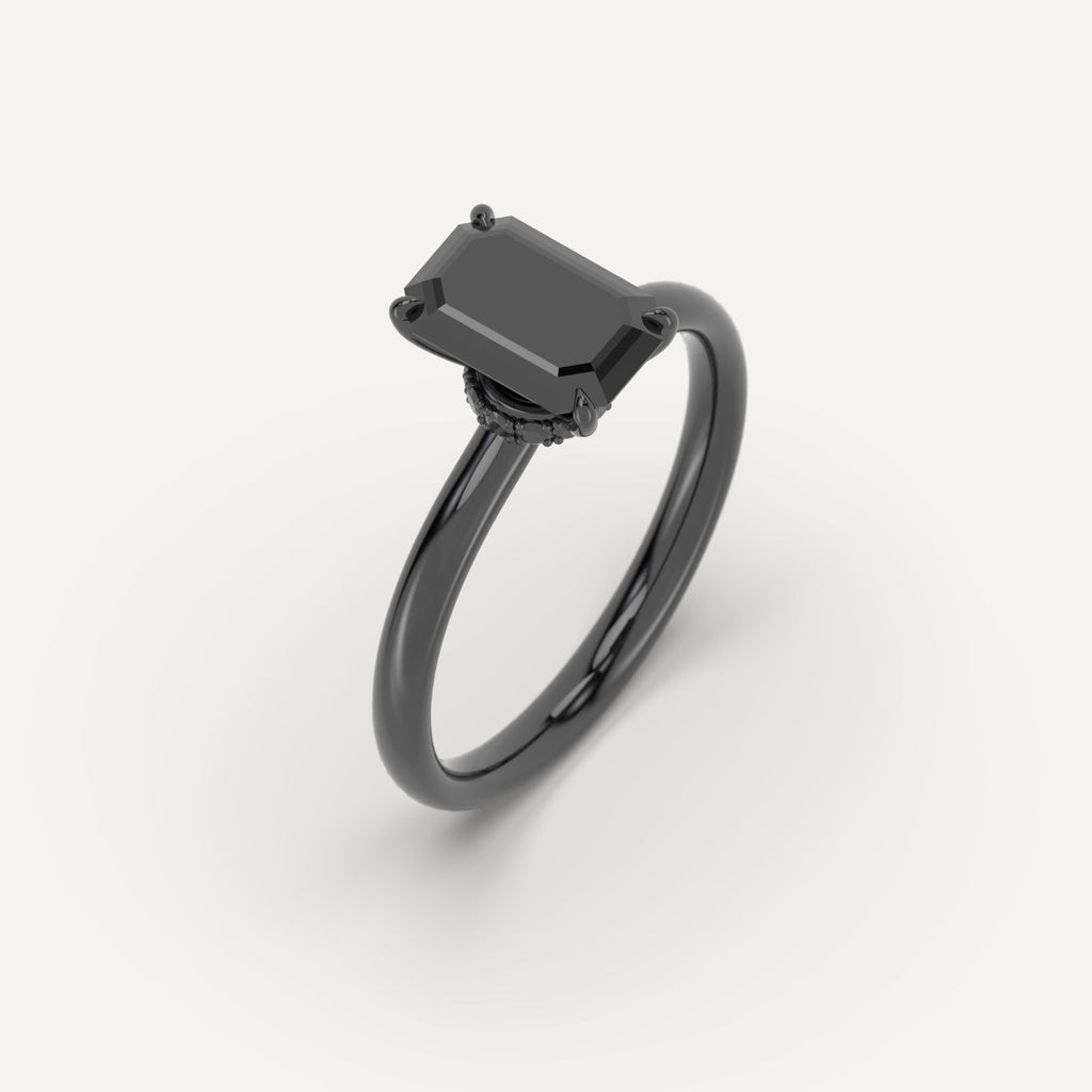 3D Printed 3 carat Emerald Cut Engagement Ring in White Gold Model Sample