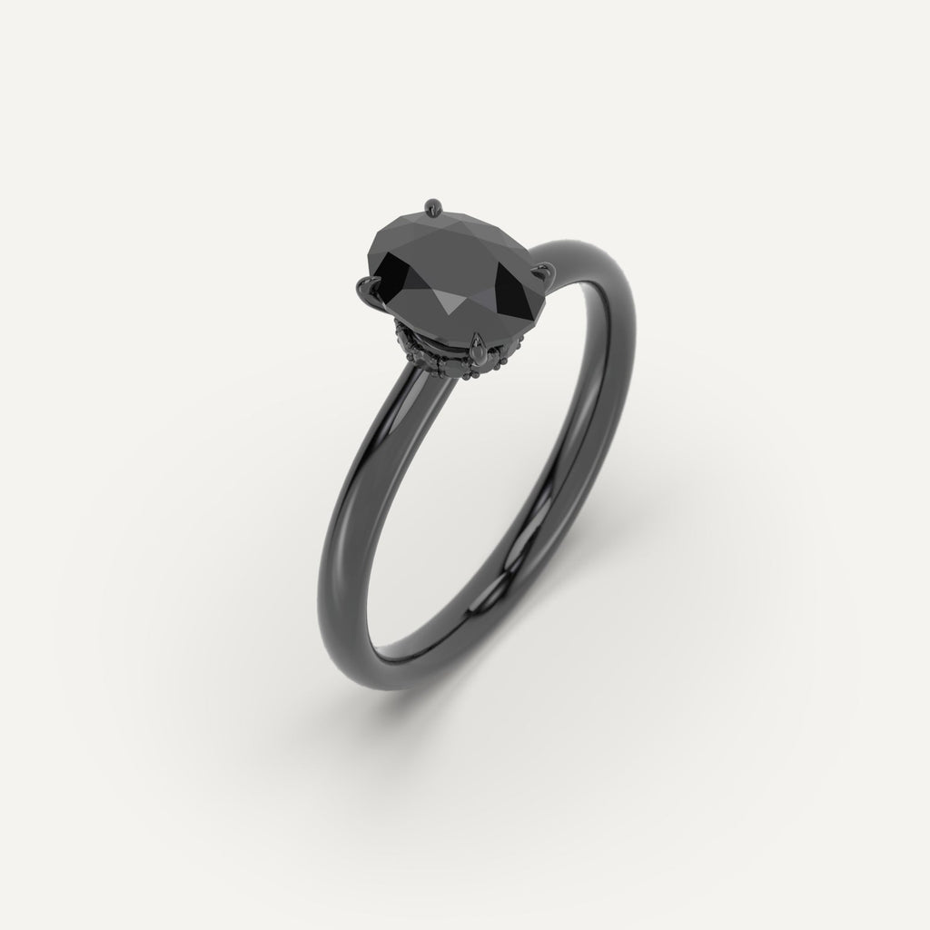 3D Printed 1 carat Oval Cut Engagement Ring in Platinum Model Sample