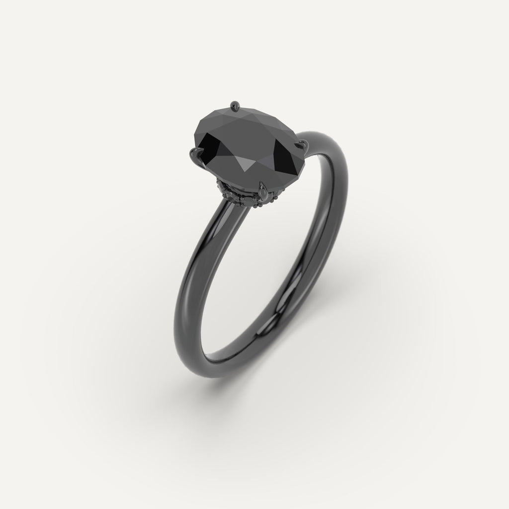 3D Printed 2 carat Oval Cut Engagement Ring in Platinum Model Sample