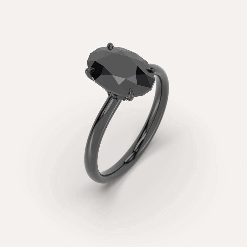 3D Printed 3 carat Oval Cut Engagement Ring in Yellow Gold Model Sample