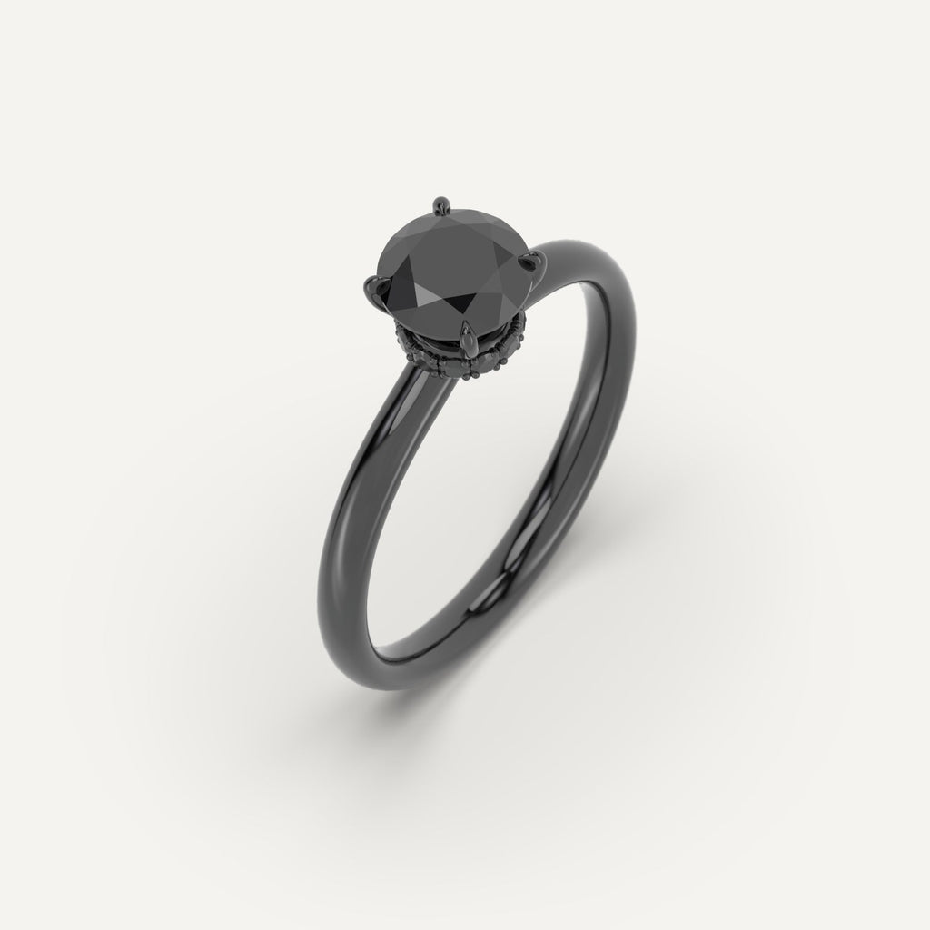 3D Printed 1 carat Round Cut Engagement Ring in Platinum Model Sample