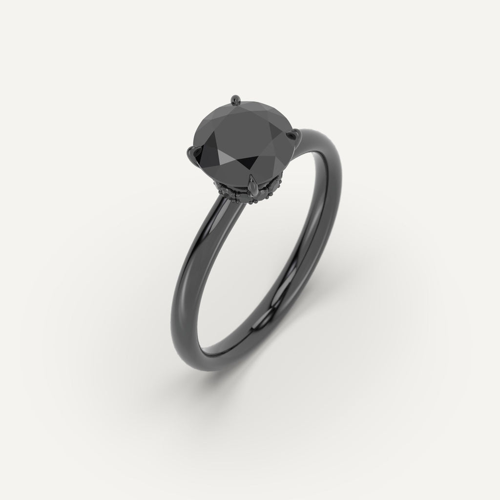 3D Printed 2 carat Round Cut Engagement Ring in Yellow Gold Model Sample