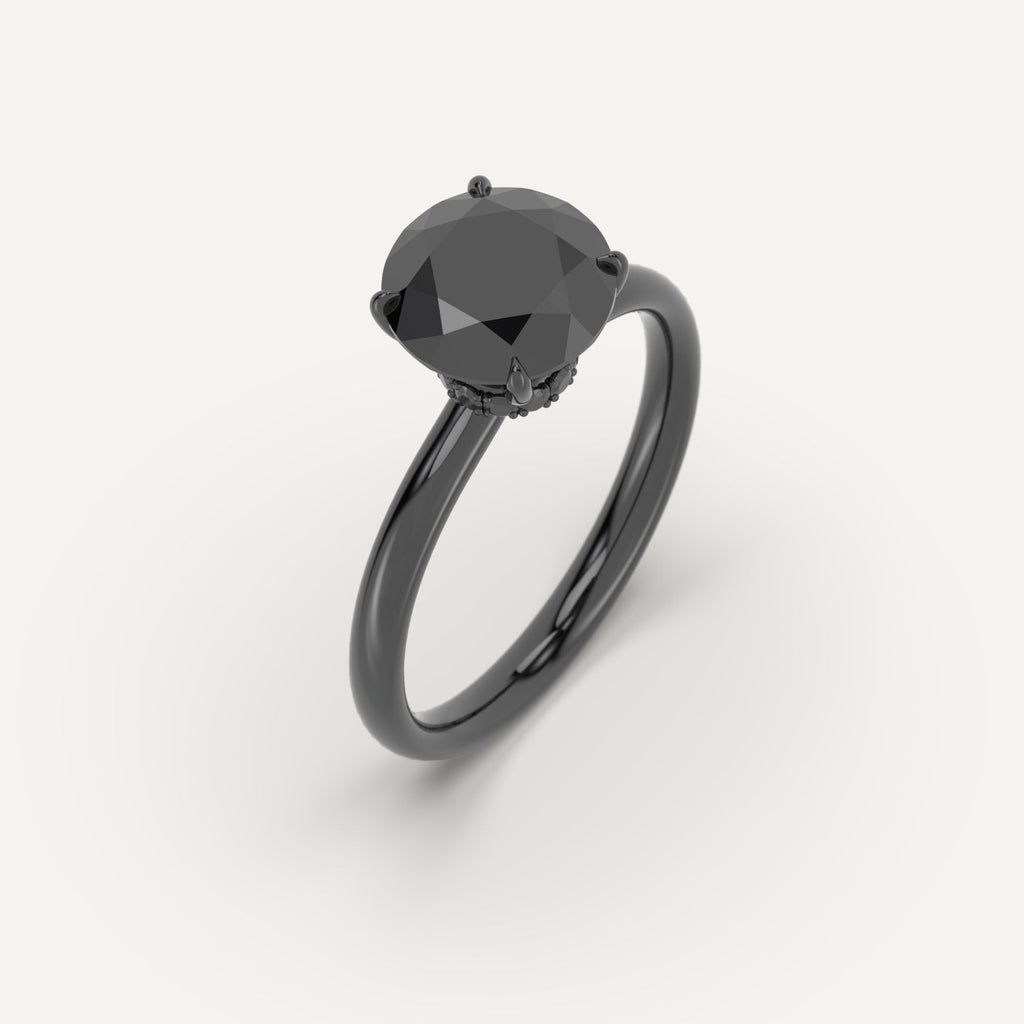 3D Printed 3 carat Round Cut Engagement Ring in White Gold Model Sample