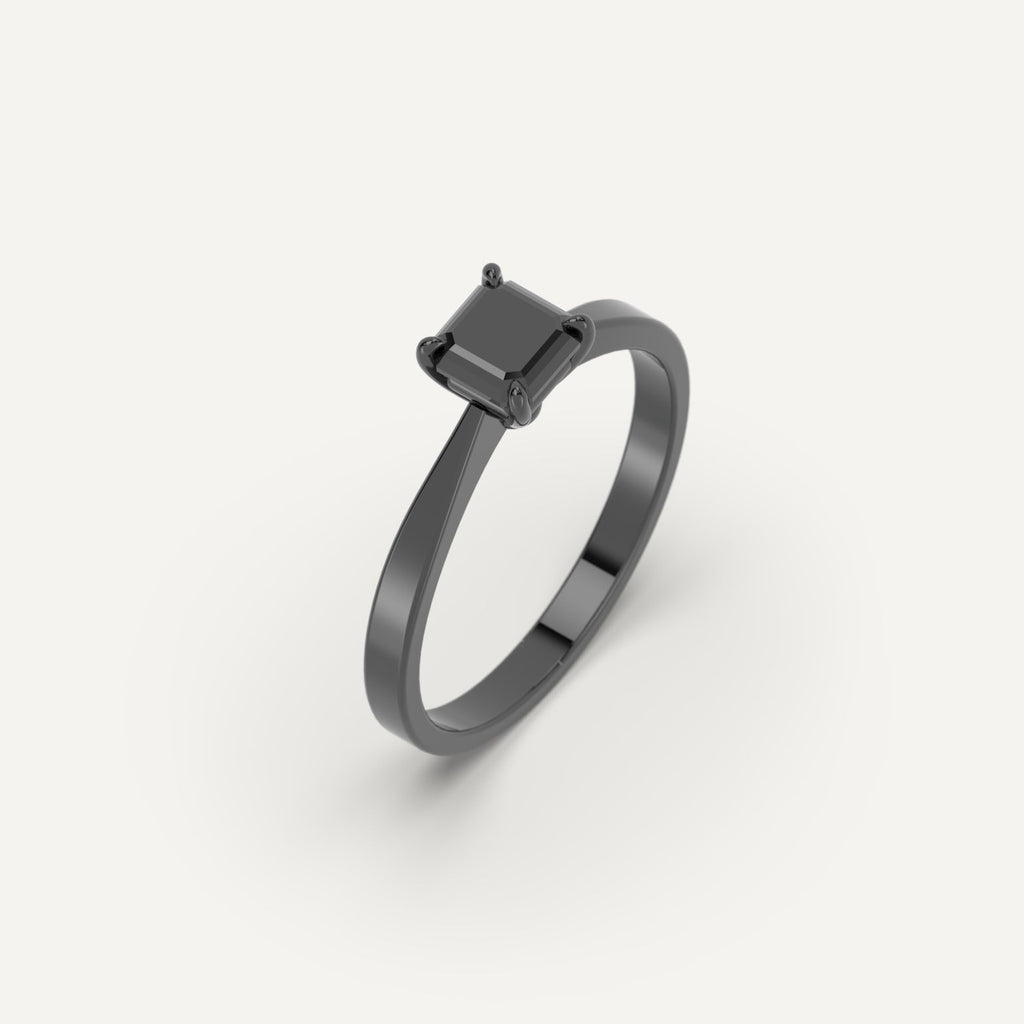3D Printed 1 carat Asscher Cut Engagement Ring Model Sample