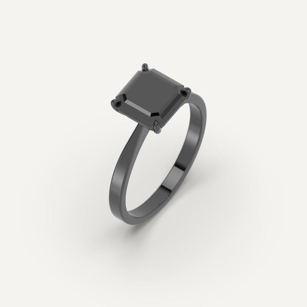 3D Printed 3 carat Asscher Cut Engagement Ring in Yellow Gold Model Sample