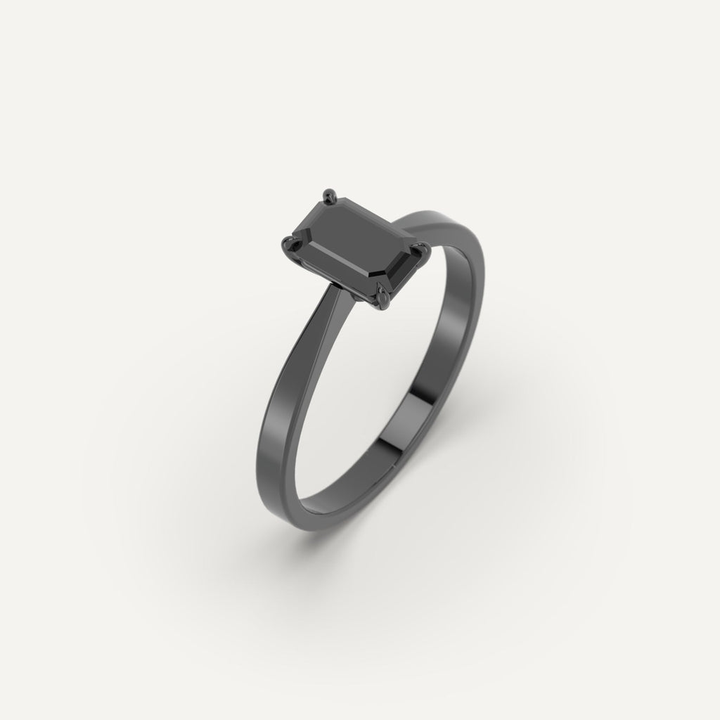 3D Printed 1 carat Emerald Cut Engagement Ring in Platinum Model Sample
