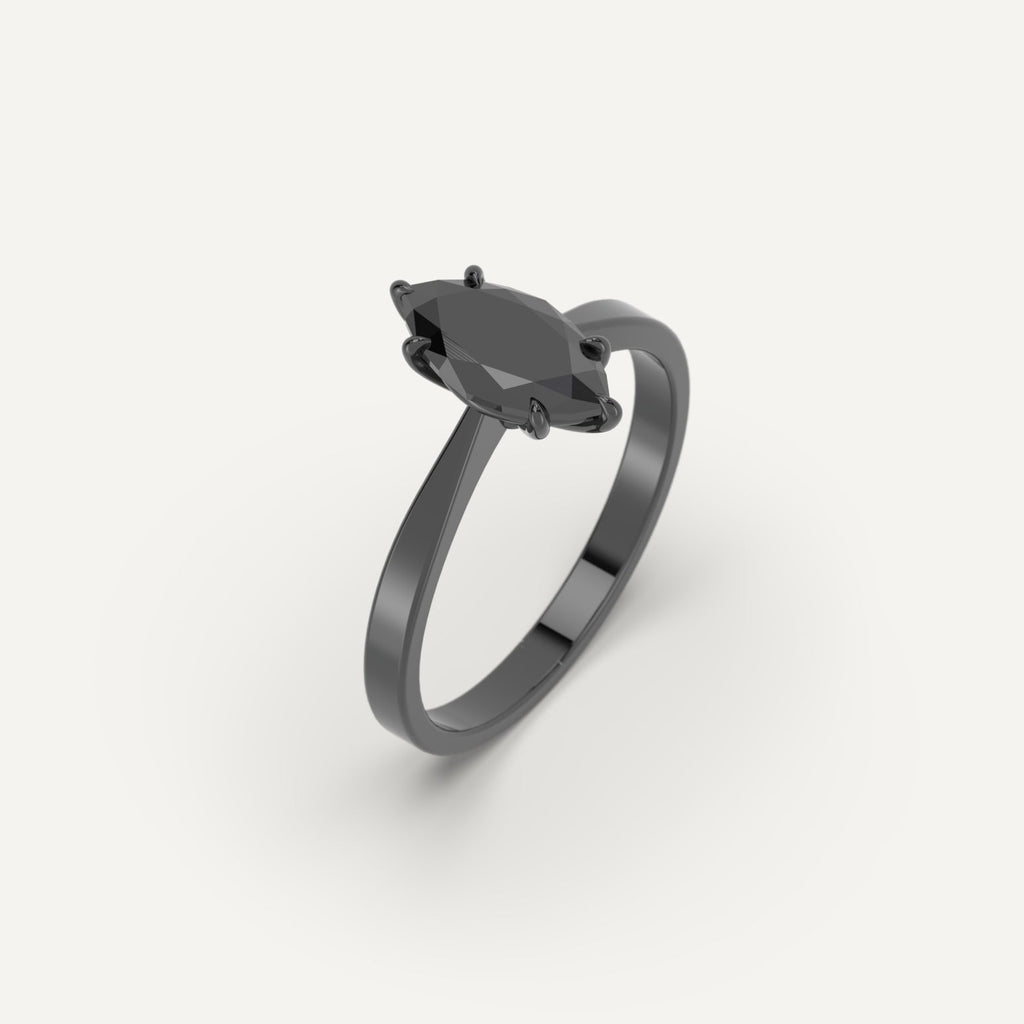 3D Printed 1 carat Marquise Cut Engagement Ring in Platinum Model Sample