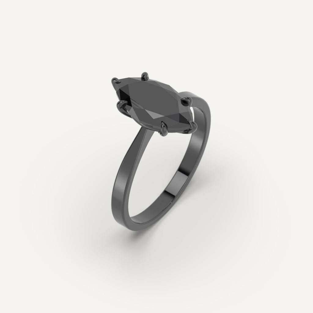 3D Printed 2 carat Marquise Cut Engagement Ring in Yellow Gold Model Sample