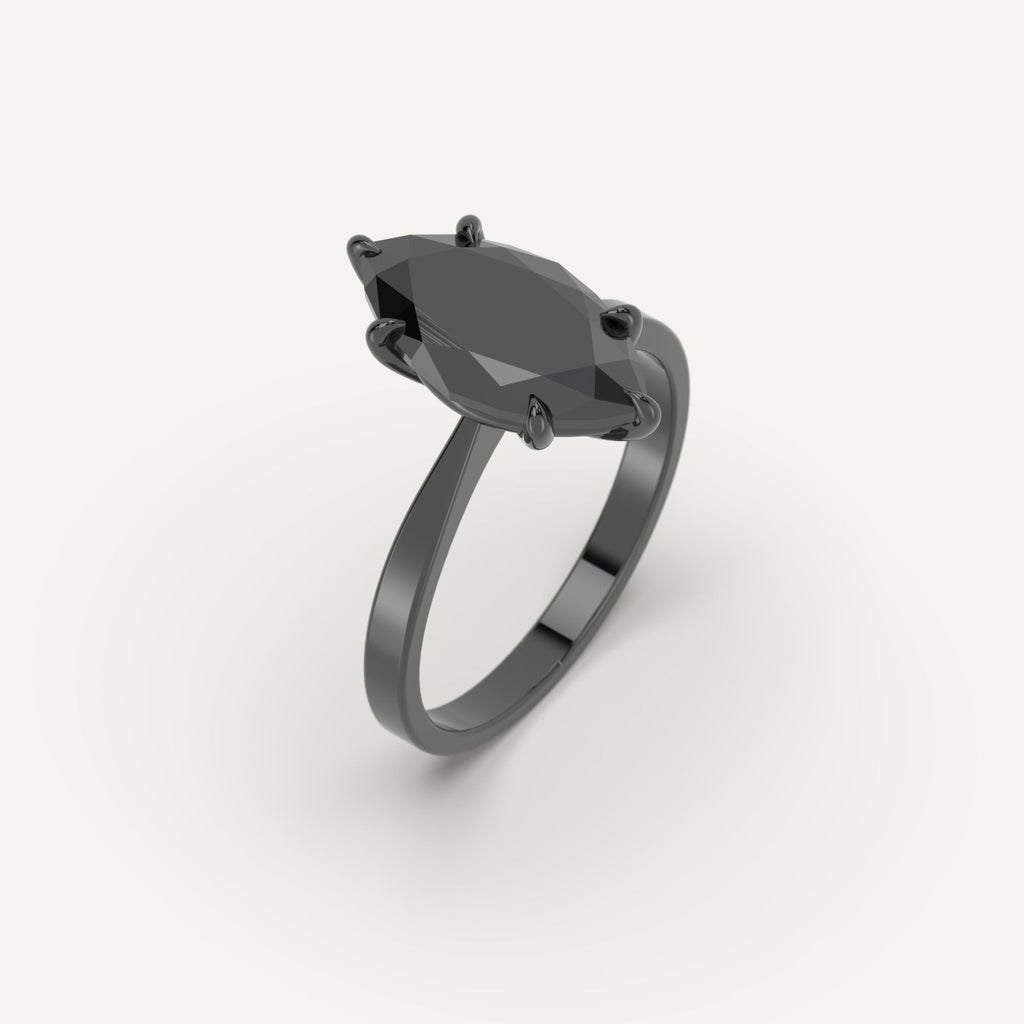 3D Printed 3 carat Marquise Cut Engagement Ring in Yellow Gold Model Sample