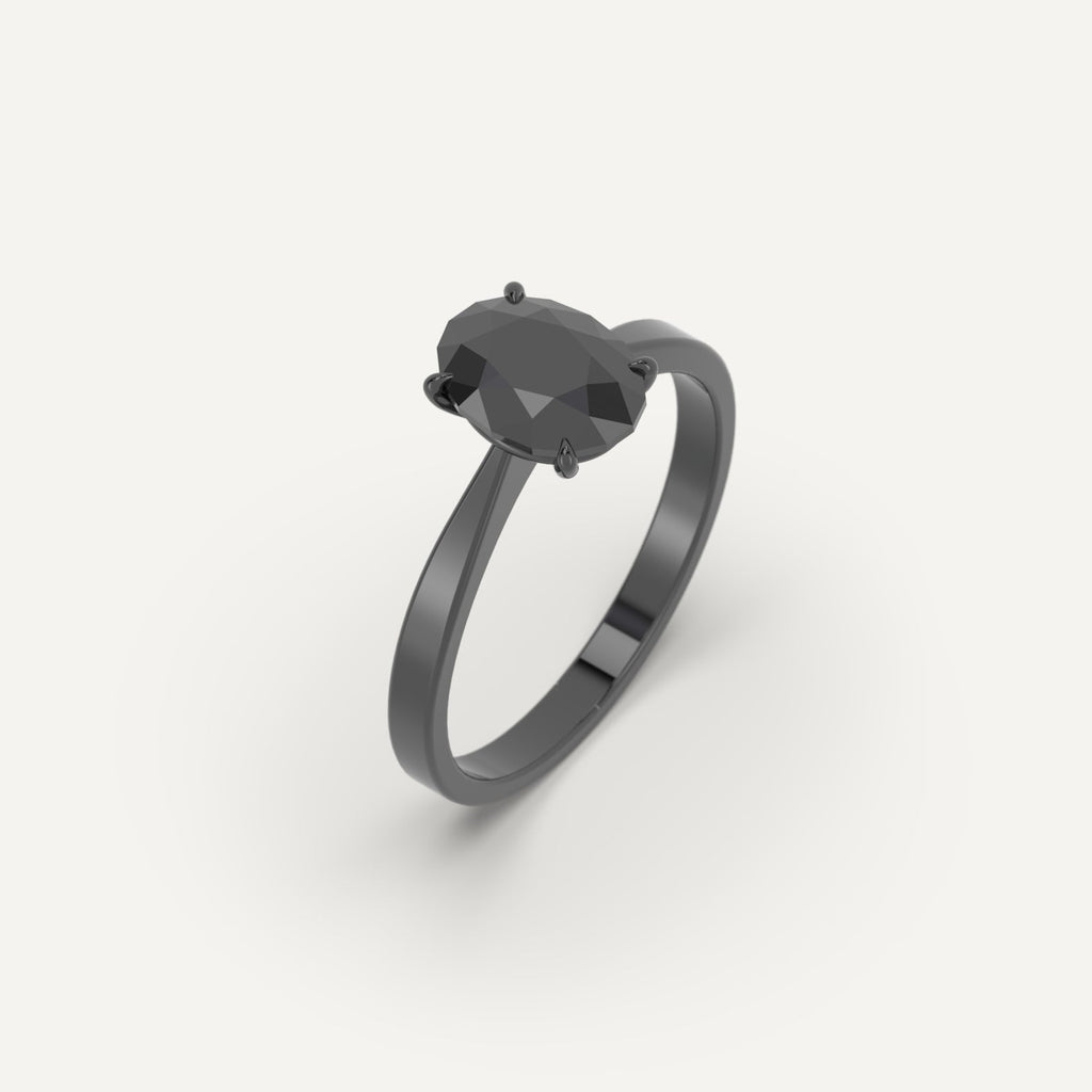 3D Printed 1 carat Oval Cut Engagement Ring in White Gold Model Sample