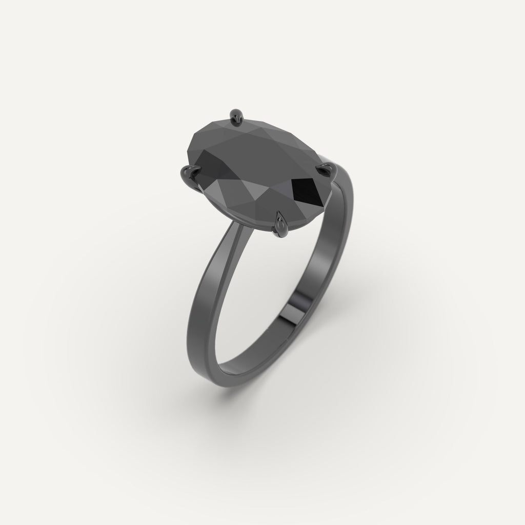 3D Printed 3 carat Oval Cut Engagement Ring in White Gold Model Sample