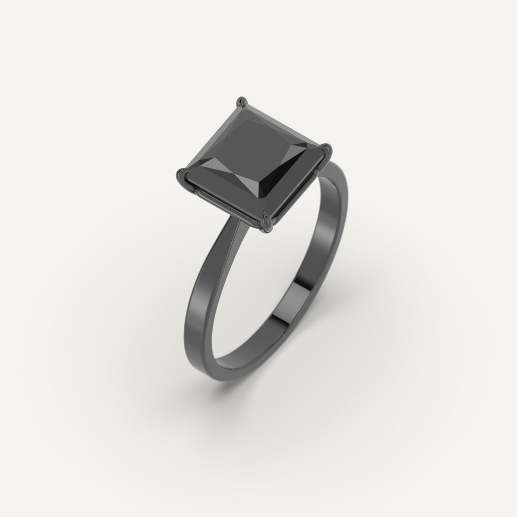 3D Printed 3 carat Princess Cut Engagement Ring in Platinum Model Sample