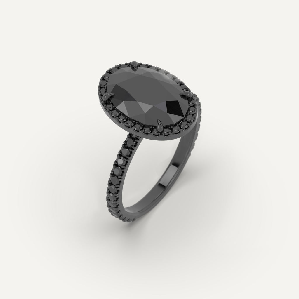 3D Printed 3 carat Oval Cut Engagement Ring in White Gold Model Sample