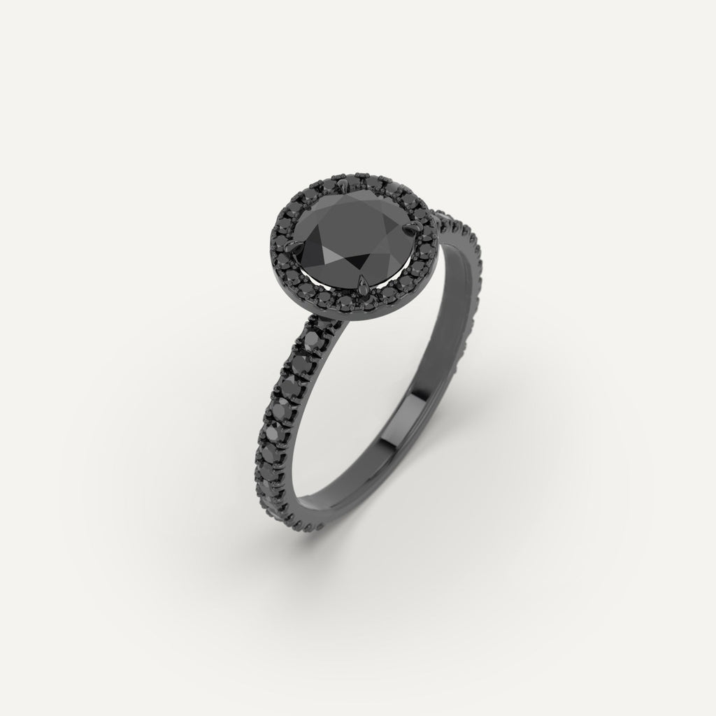 3D Printed 1 carat Round Cut Engagement Ring in Platinum Model Sample