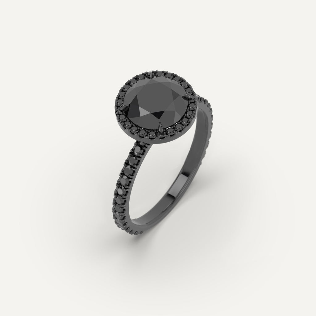 3D Printed 2 carat Round Cut Engagement Ring in White Gold Model Sample