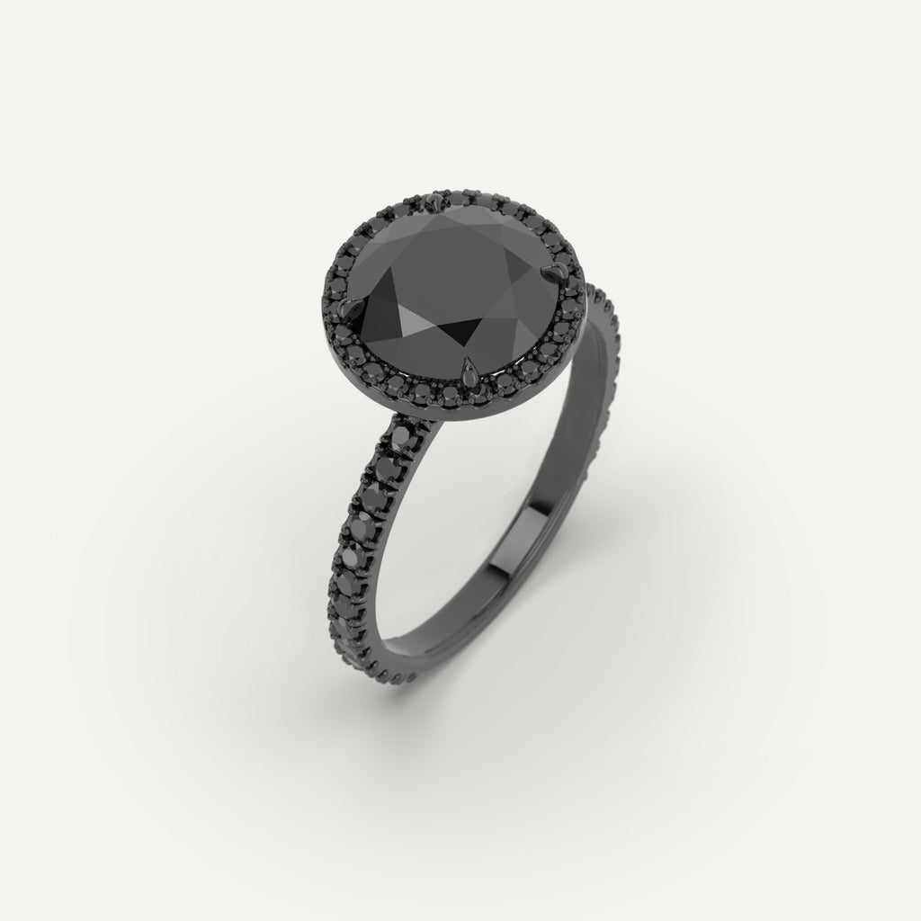 3D Printed 3 carat Round Cut Engagement Ring in White Gold Model Sample