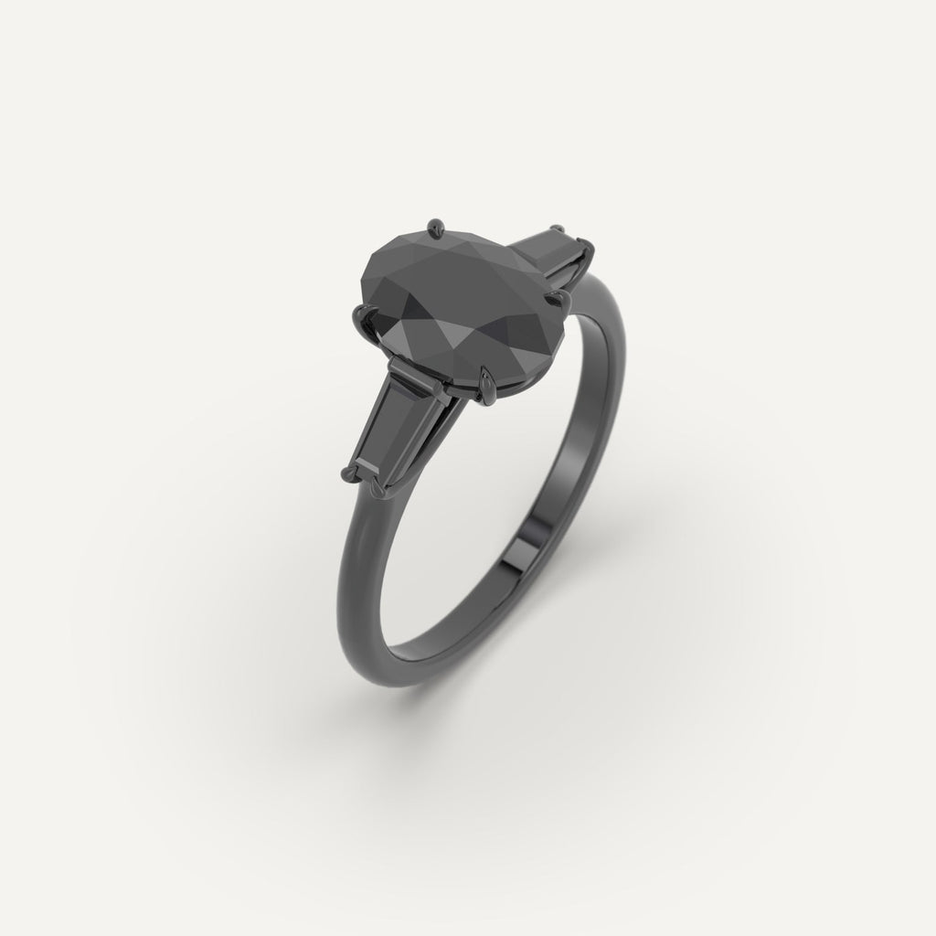 3D Printed 2 carat Oval Cut Engagement Ring in Platinum Model Sample