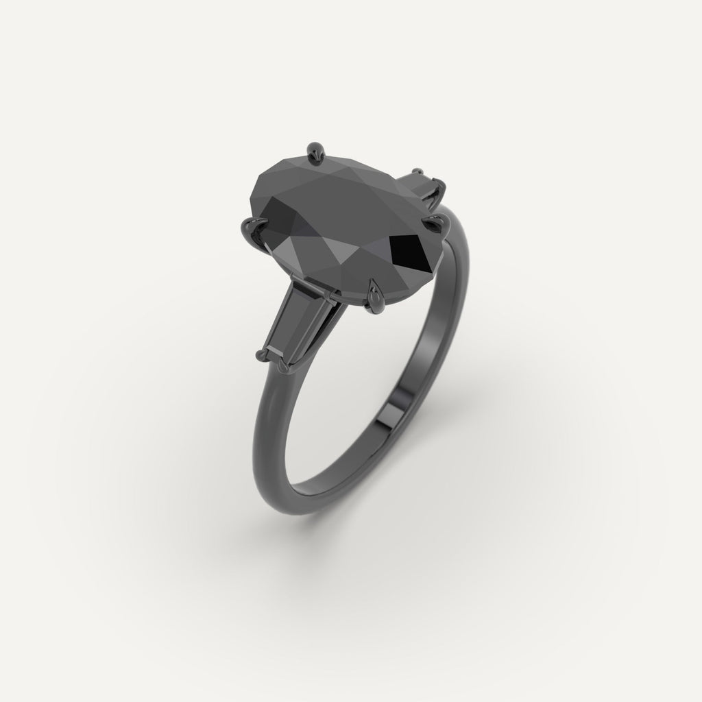 3D Printed 3 carat Oval Cut Engagement Ring in White Gold Model Sample