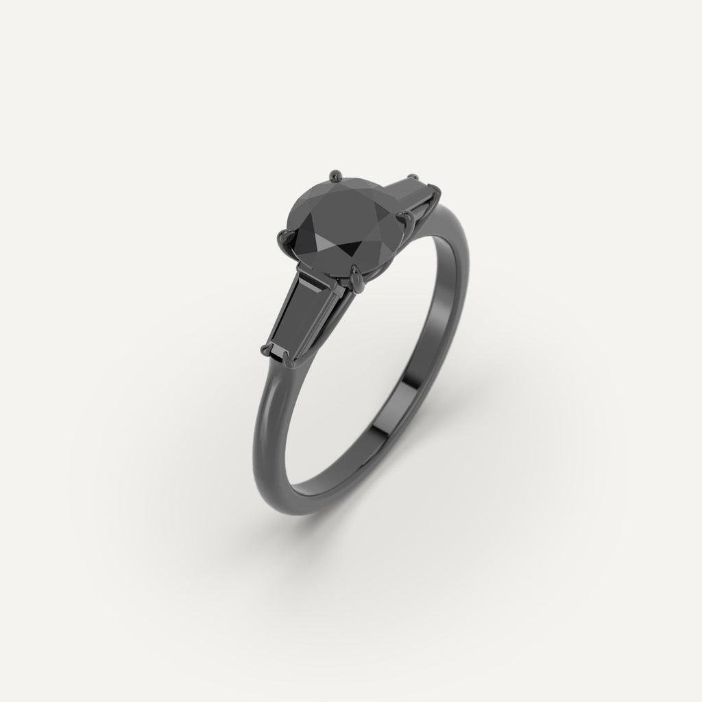 3D Printed 1 carat Round Cut Engagement Ring in White Gold Model Sample