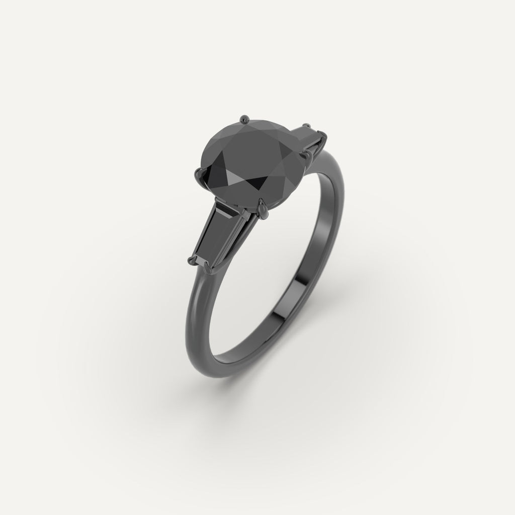 3D Printed 2 carat Round Cut Engagement Ring in White Gold Model Sample